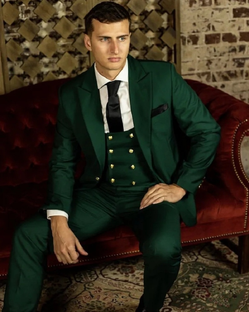 Men Formal Wear Shop - Zielone Klasyczne Garnitury Męskie Formalne Ślubne