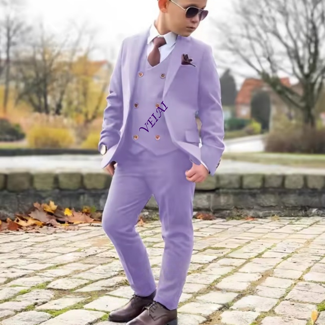 Mens Formal - Chłopięcy 3-częściowy garnitur wizytowy, możliwość personalizacji,