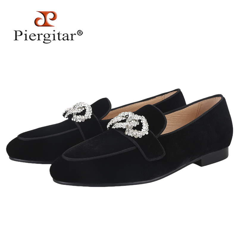 Men'S Formal Wear Slippers - Piergitar 2025 Czarne aksamitne kapcie męskie