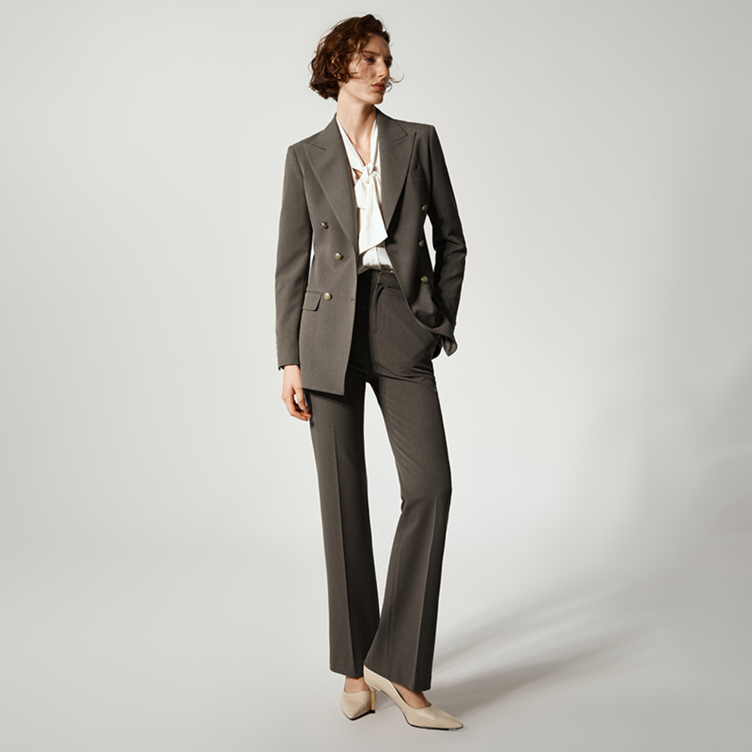 Double Breasted Blazer - Allingentle Damski Garnitur Dwuczęściowy Klasyczny Dwurzędowy