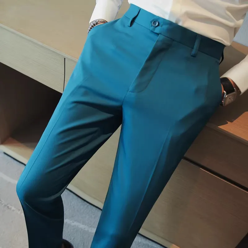 Men Formal Wear Shop - Męskie spodnie garniturowe w jednolitym kolorze,