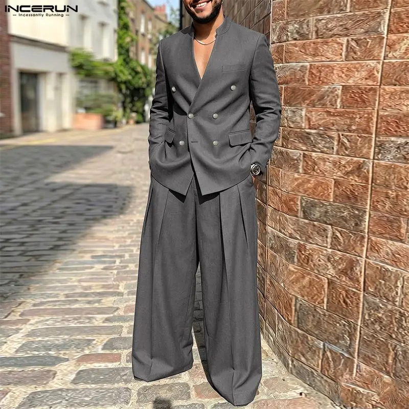 Mens Formal - INCERUN Męskie zestawy w jednolitym kolorze,