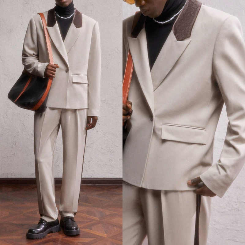 Men Formal Wear Shop - Prosty męski garnitur 2-częściowy: marynarka, spodnie,