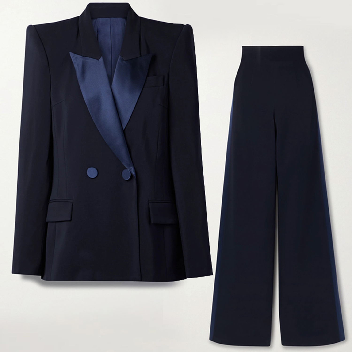 Granatowy damski komplet dwucz – Double Breasted Blazer recenzja i cena