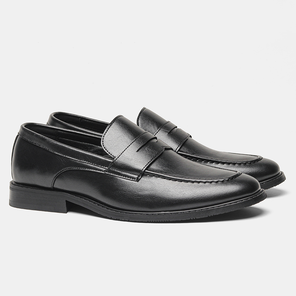 Męskie czarne mokasyny penny,  – Men Formal Wear Shoes recenzja i cena