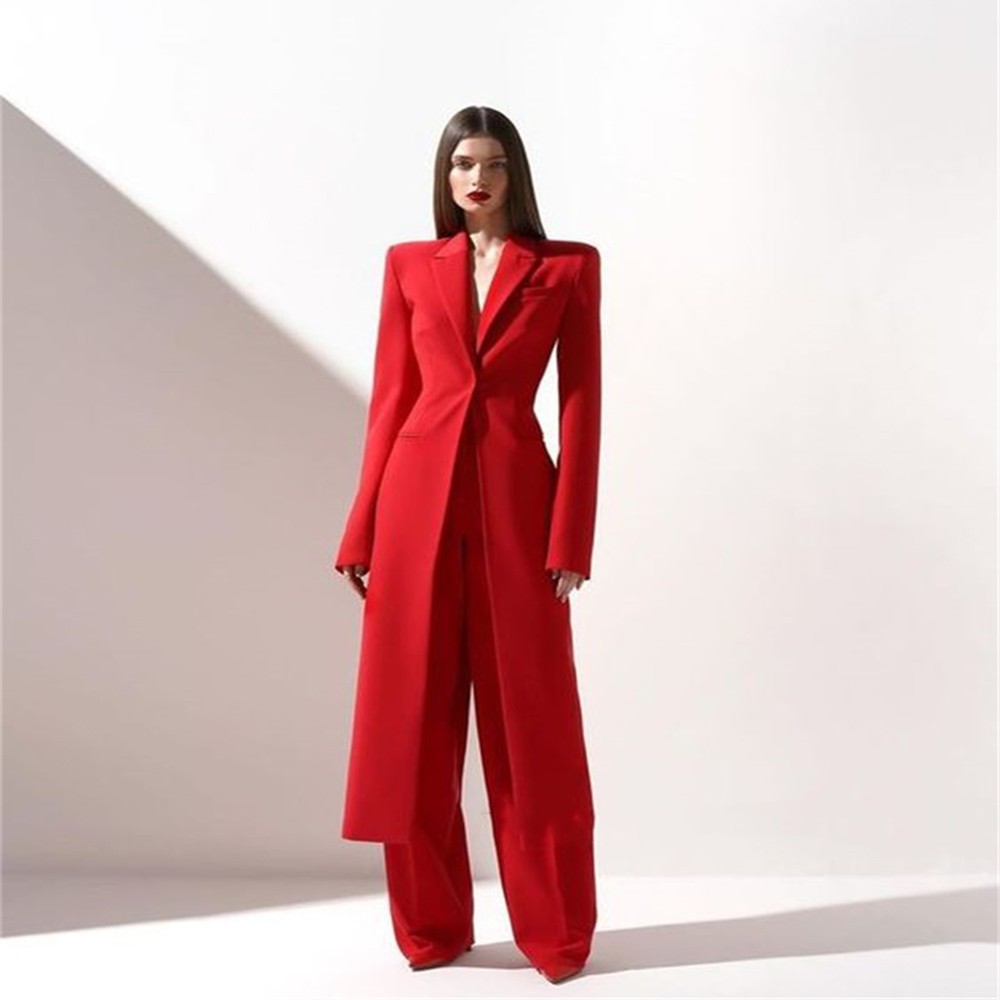 Jasnoczerwony damski garnitur  – Double Breasted Blazer recenzja i cena