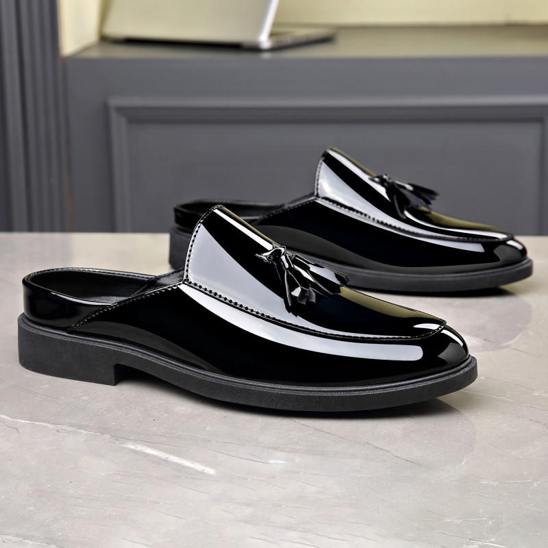 Męskie czarne mule z lakierowa – Men'S Formal Wear Slippers recenzja i cena
