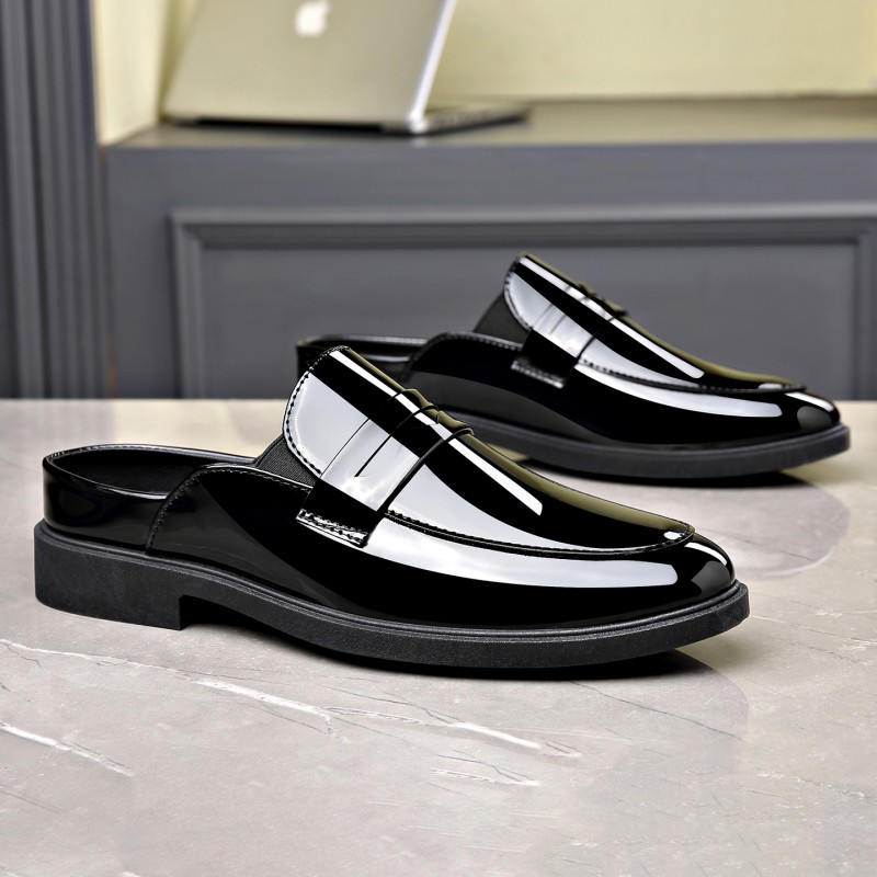 Męskie czarne mule z lakierowa – Men'S Formal Wear Slippers recenzja i cena