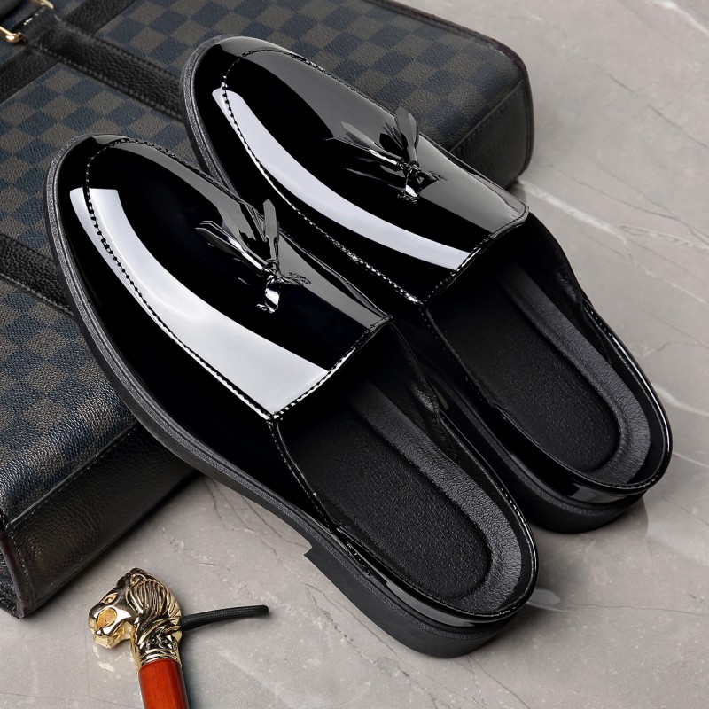 Męskie czarne mule z lakierowa – Men'S Formal Wear Slippers recenzja i cena