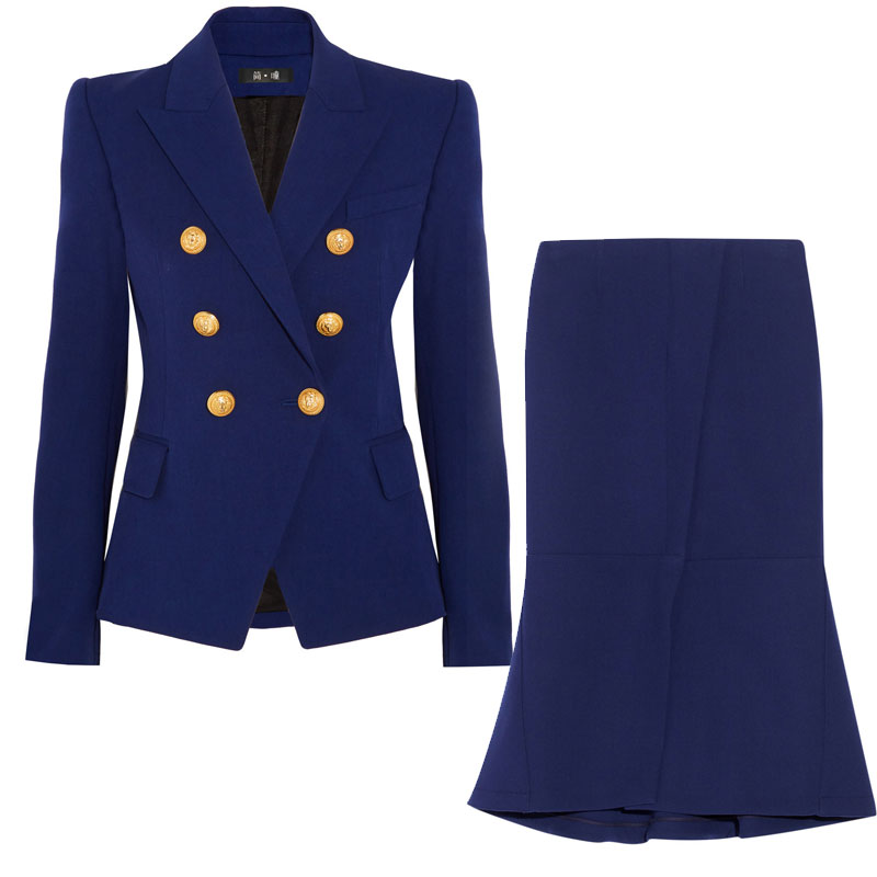 Damski dwuczęściowy garnitur z – Double Breasted Blazer recenzja i cena
