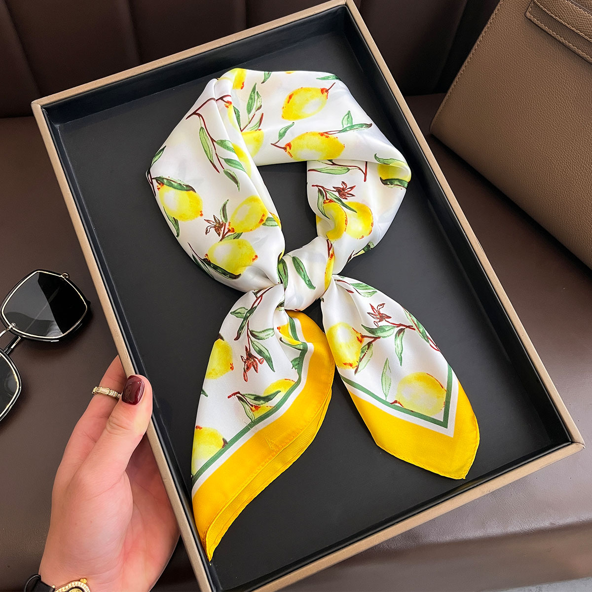 2025 Nowy żółty nadruk cytryny – Silk Tie Woven recenzja i cena
